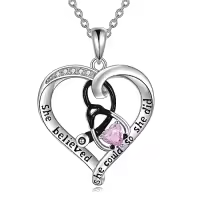TOUPOP Sterling Silver Birthstone Stethoscope Necklace Gift For Nurse-style_name:10 Oct-Tourmaline