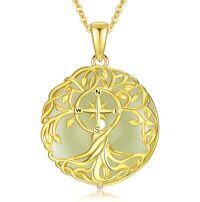 wholesale Jade Tree Of Life Necklace 14k Gold Plated Sterling Silver Celtic Family Tree Jewelry Birthday Christmas Gifts For Women Mom Wife -style_name:Compass