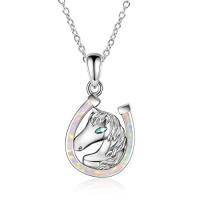 wholesale Horse Gifts For Women Horseshoe Necklace Sterling Silver Horse Necklace Horse Lover Gifts For Women Wife Mom Fashion Jewelry Birthday Graduation -color_name:White Opal
