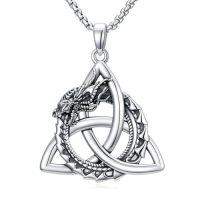 wholesale S925 Sterling Silver Necklace For Men Dragon/cross/st Christopher Jewelry Gifts For Women Her -style_name:05-Celtic-Dragon