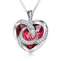 wholesale TOUPOP Birthstone Necklace For Women 925 Sterling Silver Moon And Star Necklaces Heart Crystal Jewelry Birthday Christmas Gifts Women Wife Girlfriend -color_name:01-January