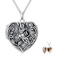 wholesale TOUPOP Heart Locket Necklace 925 Sterling Silver Love Locket That Holds Pictures Gifts For Women Her -style_name:Bee