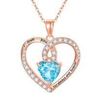 wholesale TOUPOP Jewelry For Women Sterling Silver Forever Love Heart Birthstone Pendant Necklaces For Women Her Girls Jewelry Mothers Day Birthday Gifts -color_name:Rose Gold-03-Mar