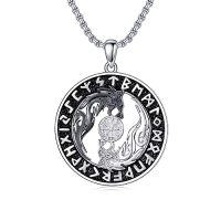 wholesale Viking Necklace For Men 925 Sterling Silver Viking Wolf/thors Hammer/vegvisir/tree Of Life/compass Pendant Norse Necklace Amulet Talisman Christmas Gifts For Him Her -style_name:Z-Viking Necklace B