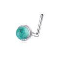 wholesale 925 Sterling Silver L-Shaped Nose Stud with Turquoise Stone for Women Men Nostril Piercing Jewelry-0-0