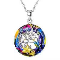 TOUPOP Sterling Silver Crystal Music Note Tree Pendant Necklace-style_name:Tree of Life