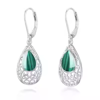 TOUPOP Sterling Silver Gemstone Teardrop Dangle Earrings-style_name:Malachite