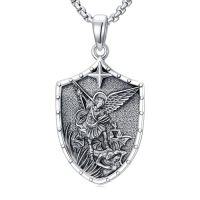 wholesale Saint Necklace For Men 925 Sterling Silver St Michael/st Christopher/st Benedict Necklace Medals Amulet Protection Pendant Religious Christian Catholic Jewelry Christmas Gifts For Men -style_name:1-Saint Michael Necklace