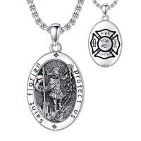 wholesale TOUPOP Christmas Gifts For Men 925 Sterling Silver Saint Amulet Necklace For Men Women Protection Medal Pendant Religious Necklace Catholic Jewelry Birthday Gifts For Father Son Husband Grandfather Police -style_name:D01-St Florian