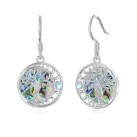 TOUPOP Sterling Silver Abalone Shell Tree Of Life Dangle Earrings-style_name:1-Tree of Life