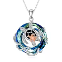 TOUPOP Sterling Silver Crystal Phoenix Necklace Pendant-style_name:Turtle