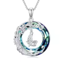 TOUPOP Sterling Silver Crystal Animal Necklace Pendant Jewelry Gifts For Her-style_name:3-Butterfly