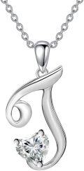wholesale 925 Sterling Silver & Moissanite A-Z Initial Necklace for Women, Heart Letter Pendant, Adjustable Chain, Gift Box-0-0