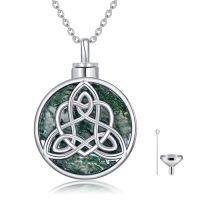 wholesale TOUPOP Urn Necklace For Ashes Sterling Silver Abalone Shell Cremation Jewelry For Ashes Jewelry Gifts For Nature Lovers Keepsake Memorial Jewelry For Women -style_name:19-Celtic knot-Moss Agate Crystal