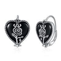 wholesale Wiinicaca Butterfly/celtic/rose Leverback Earring Heart Black Agate Dangle Drop Earrings Gothic Jewelry Gifts For Women Birthday Christmas Mothers Day -style_name:01-Black-Rose