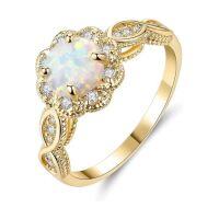 wholesale TOUPOP Opal Engagement Ring 925 Sterling Silver Rose/white/yellow Gold Plated Opal Rings For Women Moissanite Wedding Ring For Women Anniversary Birthday Valentine's Day Christmas Gift For Wife Size 6-9 -color_name:Yellow Gold,size_name:6