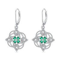 wholesale Coffin/bat/cat/spider/irish Claddagh/music Note Earrings For Women 925 Sterling Silver Dangle Earring Gothic Jewelry Halloween Patricks Day Gifts For Friends Daughter Her -style_name:3-Shamrock-C