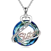 TOUPOP 925 Sterling Silver & Stone Sister/Mom Necklace Birthday Christmas Gifts-style_name:C004-Sister Necklace