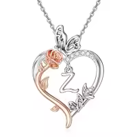 TOUPOP 925 Sterling Silver Rose Heart Butterfly Initial Necklace Gifts For Women-style_name:Z Initial