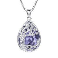 wholesale TOUPOP Tree Of Life Birthstone Necklace 925 Sterling Silver Family Tree Crystal Pendant Birthday Jewelry Christmas Gifts For Women Her -color_name:Tedardrop-06-June-Alexandrite