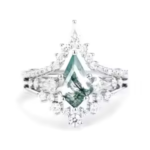 C Moss Agate Moissanite Ring