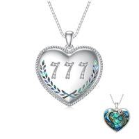 wholesale TOUPOP Christmas Gifts Number Necklace For Women 925 Sterling Silver Abalone Heart Angel Number Necklace Pendant 000 111 222 333 444 555 666 777 888 999 Numerology Jewelry Gifts For Women -style_name:777