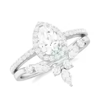 TOUPOP 10k 14k 18k Gold Moissanite Pear Wedding Ring Set-style_name:C Moissanite Ring