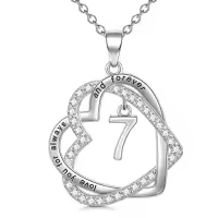 TOUPOP Sterling Silver Stone Heart Pendant Necklace Gifts For Her-style_name:7th