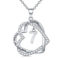 wholesale TOUPOP Gifts For Her 925 Sterling Silver Necklace Forever Love Heart Pendant Heart Year Old Jewelry Anniversary Birthday Christmas Gifts Women Girlfriend Wife Mom Grandma Daughter -style_name:7th