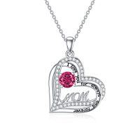 wholesale TOUPOP Mom Gifts Mother Daughter Necklace Sterling Silver Mom Necklaces For Women Gifts From Daughter Jewelry For Mom Birthday Mothers Day -style_name:07 Jul.- Ruby
