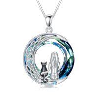 wholesale TOUPOP Cat Necklace For Women 925 Sterling Silver Tree Of Life Pendant Celtic Knot Cat Jewelry Christmas Gifts For Women Daughter Cats Lover -style_name:Celtic Knot-1 Cat