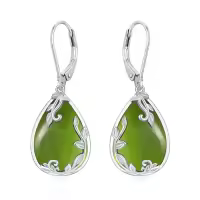 TOUPOP Sterling Silver Filigree Gemstone Teardrop Dangle Earrings-color_name:Peridot