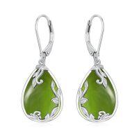 wholesale Filigree Gemstone Earrings 925 Sterling Silver Teardrop Dangle Drop Earrings Fine Jewelry Birthday Christmas Gifts For Women -color_name:Peridot