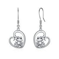 wholesale TOUPOP Cute Animal Dangle Earrings Animal Jewelry Birthday Christmas Gifts For Women Sterling Silver Crystal Opal Earrings -color_name:Frog