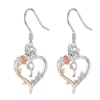 TOUPOP 925 Sterling Silver Rose Heart Butterfly Earrings Jewelry Gifts-style_name:Initial P