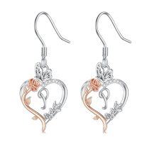 wholesale TOUPOP Rose Heart Initial Earrings 925 Sterling Silver Heart Butterfly Earrings Jewelry Anniversary Birthday Christmas Gifts For Women Her Girlfriend Wife -style_name:Initial P