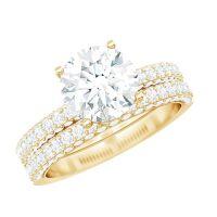 wholesale TOUPOP Moissanite Bridal Sets For Women 10k 14k 18k Solid Gold Moissanite Engagement Wedding Ring Set Anniversary Promise Rings For Her With Name Engraving Gift For Christmas -style_name:D Moissanite Ring