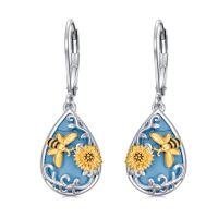 wholesale Butterlfy/dragonfly/bee/hummingbird/ladybug Earrings For Women Sterling Silver Turquoise Drop Dangle Earrings Jewelry Christmas Gifts For Women -style_name:Bee
