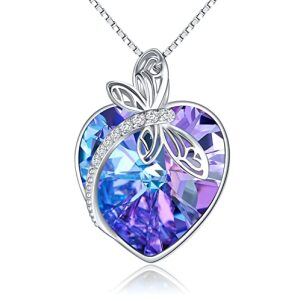 C-Dragonfly Necklace-Purple Heart Crystal