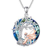wholesale TOUPOP Sport/music Necklace 925 Sterling Silver Tree Of Life Pendant Crystal Jewelry Birthday Christmas Gifts For Women Sport Players -style_name:Piano