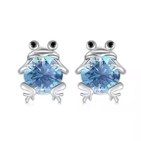 TOUPOP Sterling Silver & July Birthstone Frog Earrings-color_name:B-03-Mar