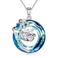 TOUPOP Sterling Silver Crystal Animal Necklace Pendant Jewelry Gifts For Her-style_name:2-Sloth