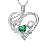 wholesale TOUPOP Christmas Gifts For Mom Birthstone Necklace Mother And Daughter/son Love Heart Necklace I Love You Mom Gifts Jewelry Birthday Gift For Women Grandmother Wife -color_name:05-May-Emerald