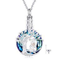 wholesale TOUPOP Cat Cremation Jewelry For Ashes Sterling Silver Cat Moon Urn Necklace That Hold Human Pet Ashes Memorial Keepsake Jewelry -color_name:Cat-Tree of Life