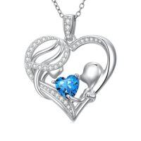 wholesale TOUPOP Christmas Gifts For Mom Birthstone Necklace Mother And Daughter/son Love Heart Necklace I Love You Mom Gifts Jewelry Birthday Gift For Women Grandmother Wife -color_name:12-December-Topaz
