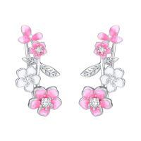 wholesale TOUPOP S925 Sterling Silver Ear Climbers Earrings For Women Silver Earrings For Women Hypoallergenic Crawler Earrings Gift For Her -style_name:6-Hibiscus Earrings