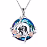 TOUPOP Sterling Silver Crystal Nightmare Necklace Jack And Sally Jewelry-style_name:Style 4
