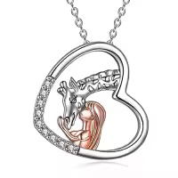 TOUPOP Sterling Silver Crystal Giraffe Necklace Charm Pendant Jewelry Gift-color_name:Style-1-Giraffe Necklace with Women
