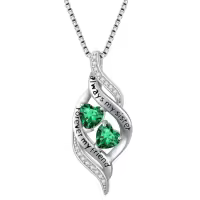 TOUPOP Sterling Silver Birthstone Infinity Necklace Always My Sister Forever My Friend-color_name:05-May-Emerald