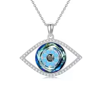 TOUPOP Sterling Silver Crystal Evil Eye Necklace Pendant Protection Gift-style_name:G-Evil Eye Necklace